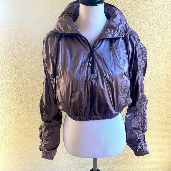 Athleta x Allyson Felix Luxe Crop Half Zip Pull Over Jacket Metallic Brown: XS - Picture 2 of 12